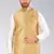 Beige dupon art silk nehru jacket with pipepin work