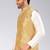 Beige dupon art silk nehru jacket with pipepin work