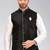 Black dupon art silk nehru jacket with pipepin work