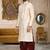 Cream dupon art silk kurta with pipepin work