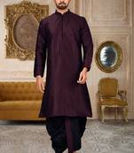 Wine dupon art silk kurta with pipepin work