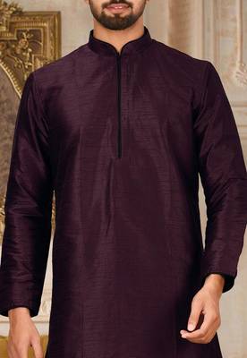 Wine dupon art silk kurta with pipepin work 2