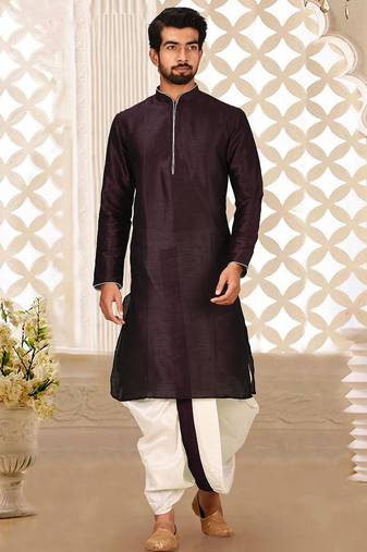 Wine dupon art silk kurta with pipepin work