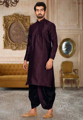 Wine dupon art silk kurta with pipepin work 3