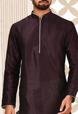Wine dupon art silk kurta with pipepin work 2