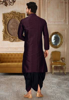Wine dupon art silk kurta with pipepin work 4