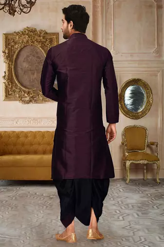 Wine dupon art silk kurta with pipepin work