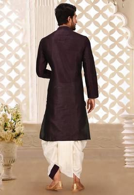 Wine dupon art silk kurta with pipepin work 4