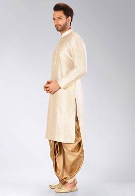 Cream dupon art silk kurta with pipepin work 3