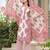 Cotton cream & pink printed kurta with pants & mul dupatta set of 3