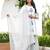 Cotton white & blue hand block print pintuck yoke kurta with sharara & mul dupatta set of 3