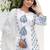 Cotton white & blue hand block print pintuck yoke kurta with sharara & mul dupatta set of 3