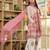 Cotton white & pink hand block print gathered kurta with sharara & chiffon dupatta set of 3