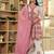 Cotton white & pink hand block print gathered kurta with sharara & chiffon dupatta set of 3