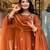 Orange vichitra silk embroidered salwar suit