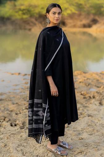 Black chanderi silk designer salwar suit