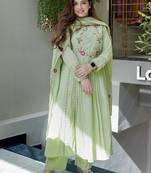 Light green chanderi silk embroidered salwar suit