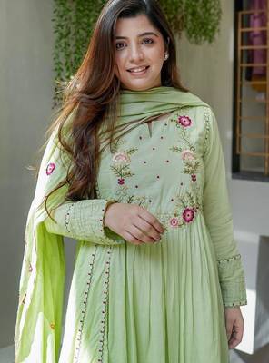 Light green chanderi silk embroidered salwar suit 3