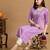 White embroidered chikankari  rayon purple a-line kurta