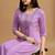 White embroidered chikankari  rayon purple a-line kurta