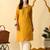 Mustard printed cotton straight kurta for women