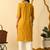 Mustard printed cotton straight kurta for women