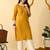 Mustard printed cotton straight kurta for women