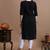 Black embroidery cotton straight kurta for women