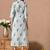 Blue printed cotton a-line kurta for women