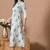 Blue printed cotton a-line kurta for women