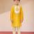 boys yellow viscose kurta with cream dhoti - traditional embroidered set