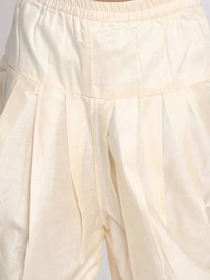 boys yellow viscose kurta with cream dhoti - traditional embroidered set 5