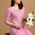 White embroidered chikankari  rayon pink a-line kurta