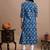 Blue printed cotton a-line kurta for women