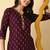 Maroon printed cotton straight kurta for women