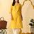 Yellow printed rayon straight kurta for women