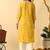 Yellow printed rayon straight kurta for women