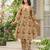 Co-ord set in fawn color hand block vanaspati print kurta with salwar in pure cotton set of 2