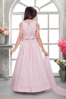 Peach shimmer tissue embroidered lehenga set 3