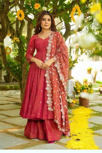 Red Anarkali Suit set