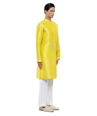 Yellow plain silk kurta set 3