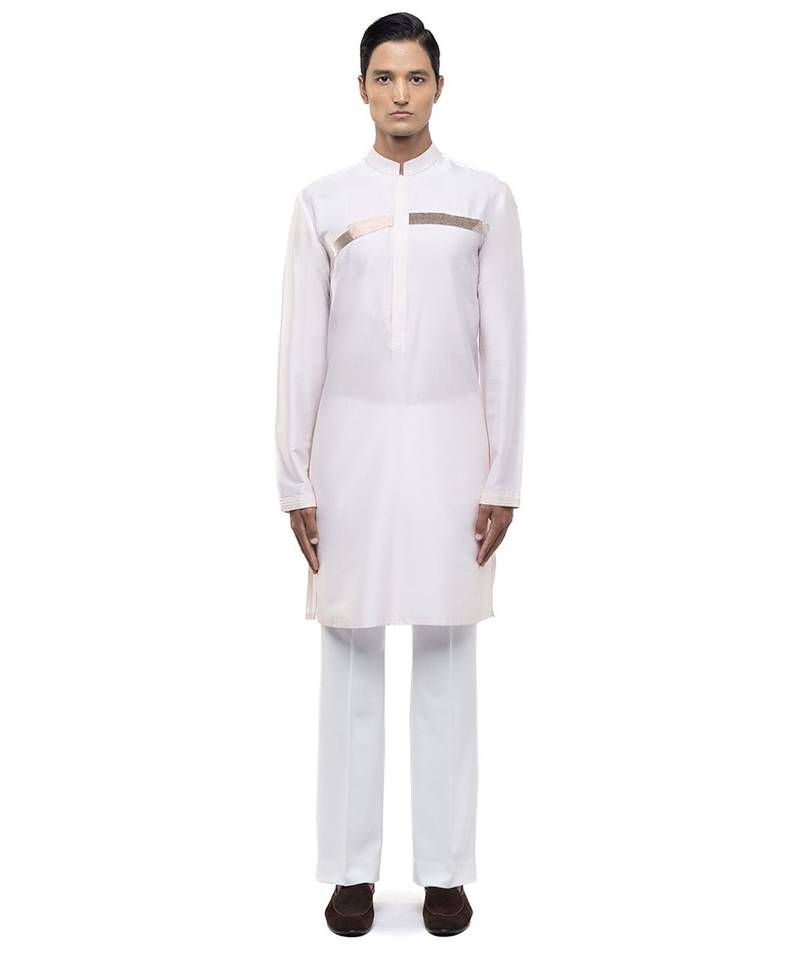 Pink plain silk kurta set