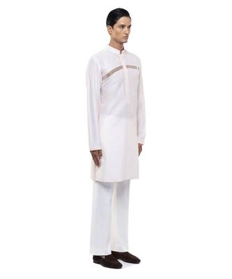 Pink plain silk kurta set 3
