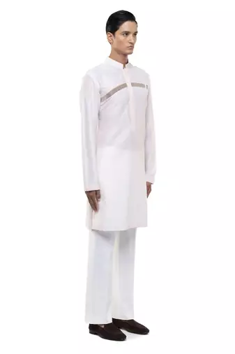 Pink plain silk kurta set