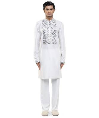 White printed silk kurta set 2