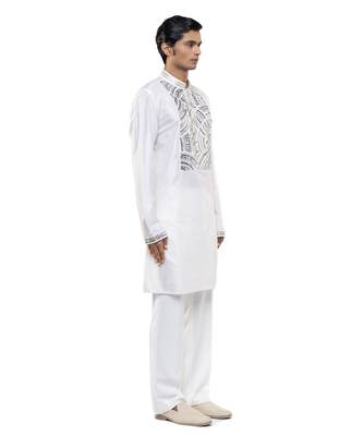 White printed silk kurta set 3