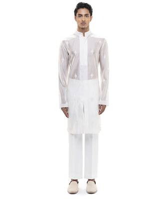 White embroidered organza kurta set 2