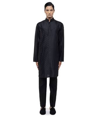 Black plain silk kurta set 2