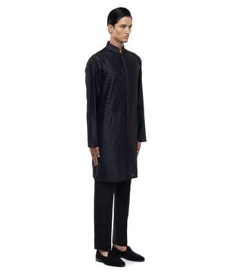 Black plain silk kurta set 3