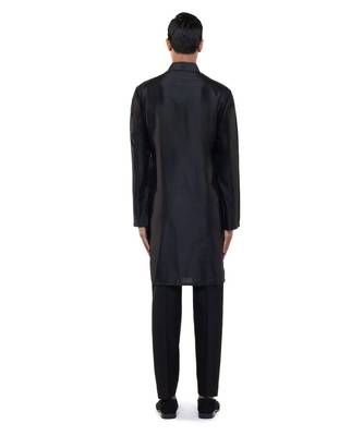 Black plain silk kurta set 4